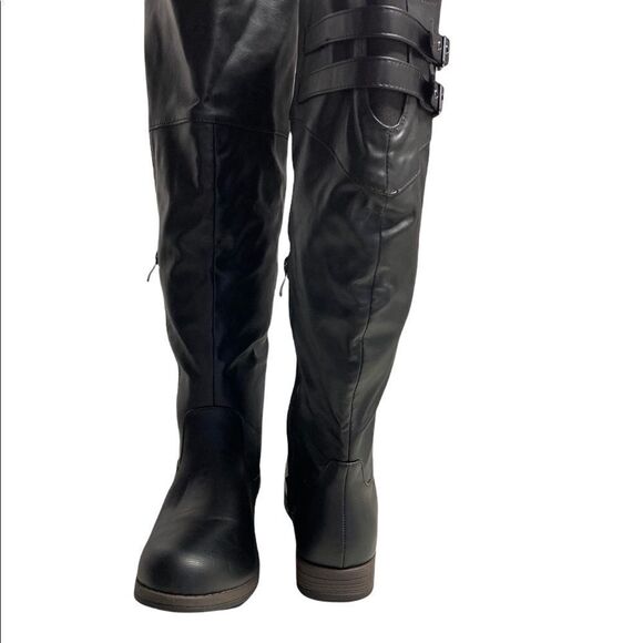 JG Women’s Riding Boots, Black,Sz 7.5, fur on inside, Inside zipper,buckle - Picture 4 of 13